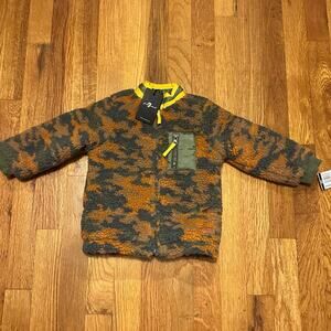 7 for All Man Kind Green Orange Full Zip Fleece Jacket Coat New Kid Toddler 18M